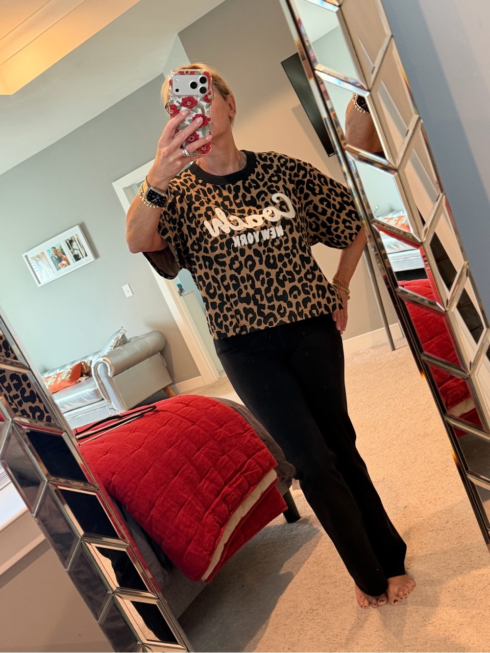 Coach Leopard Logo Tee - Black & Tan - Picture 6 of 8